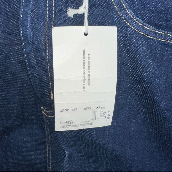 FRAME Denim Oversized Button Detail Dark Blue Denim Mini Dress Women Size XS - Picture 3 of 12